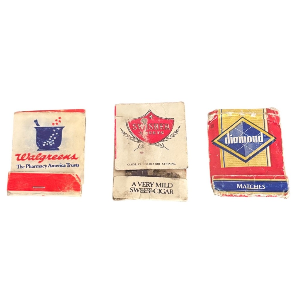 Vintage Matchbook Lot | Walgreens, Swisher Sweets, Diamond | Advertising Retro
